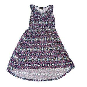 Pink & Violet Floral Patterened Dress Blue Pink Green Size M 7/8
